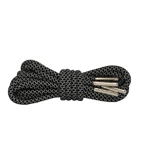 VASGO Round Shoelaces Reflective for Sneakers 10 Different Lengths Thick 12 Colors (47inch/120cm, Black)