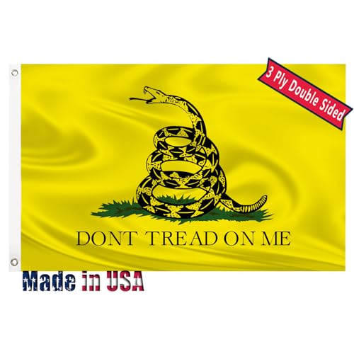 Dont Tread On Me Flag 3x5 Double Sided Gadsden Flag for Outside Polyester Fiber Don't Tread On Me Flag Outdoor with Durable Canvas Header and 2 Brass Grommets