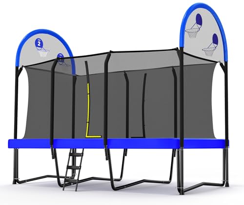 Zupapa 1500LBS Weight Capacity Rectangle Trampoline 10x17FT 9X15FT 8X14FT Outdoor Square Gymnastics Trampolines with Basketball Hoops for Kids Adults Long Large Big Rectangular Tumbling Trampolin