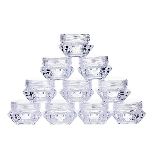 TMO 100pcs 5 Gram Clear Jars Plastic Jars Plastic Cosmetic Container Empty Cosmetic Sample Containers Transparent 5G/5ML Plastic Pot Jars for Eye Shadow,Nails,Powder,Paint