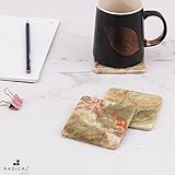 Radicaln Marble Coaster Set with Holder 3.5'' Inches Green Onyx Square Handmade Drink Coasters for Home Decor Coasters for Drinks Used in Coffee Table & Dining Table and Kitchen Counter