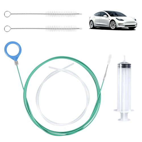 Auto Sunroof Drain Cleaning Tool, 118in Long Pipe Cleaners with Tube Cleaning Brush Syringe Hose Syringe Soft Drain Brush Pipe Cleaning for Car Sunroof Trunk Wiper Drain Hole