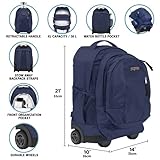 JanSport Driver 8 Rolling Backpack - Wheeled Travel Bag with 15-Inch Laptop Sleeve, One Size, Black