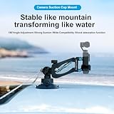 Suction Cup Mount for Osmo Pocket 3, Z Axis Car Damping Spring Arm with Safety Harness, Compatible with DJI Osmo Pocket/Insta360/Gopro Action Camera, Car Windshield Window Vehicle Camera Holder