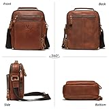 HUMERPAUL Crossbody Bag Shoulder Bag for Men, Genuine Leather Man Bag Vintage Messenger Bag for Travel Work Business,Brown