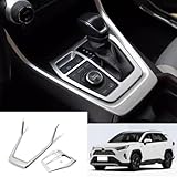 KELEIMAI Car Accessories Fit for RAV4 2019 2020 2021 2022 2023 2024 Center Console Gear Shift Control Panel Cover Interior Frame Trim (Matte Silver) ABS 2 PCS