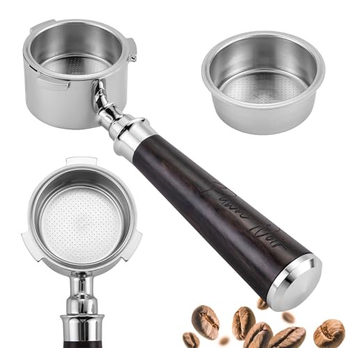 Pawn Noir 51mm Naked Bottomless Espresso Portafilter 3 Ears | Fits De’Longhi EC680,EC685&SMEG | Portafilter with Stainless Steel Basket&Solid Wood Handle | Espresso Accessories(51mm Bottomless 3 Ear)