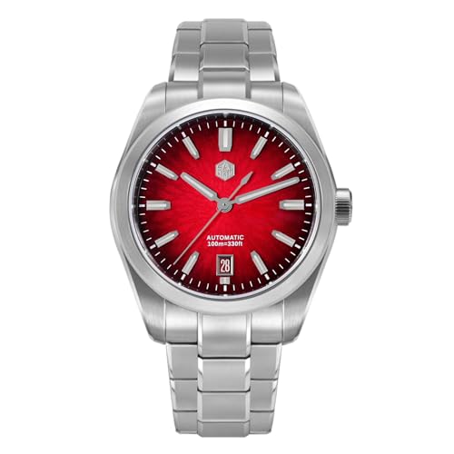San Martin Men Watch SN0144-GX, 9015 Automatic Mechanical Movement Sapphire Glass 10 Bar Diving Watch for Men (Red Dial, 39mm)