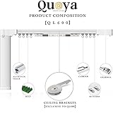 Quoya QL600 Smart Electric Curtain Track, Motorized Motor, Adjustable Track Length, Compatible with Alexa, Google, Siri, Apple Watch (QL600, up to 196 inches (5m))