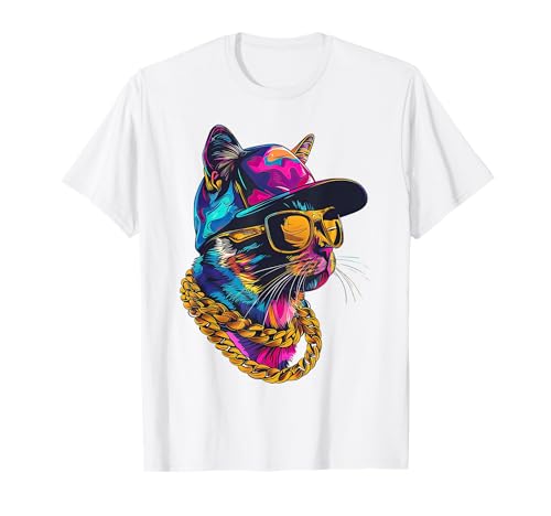 Cool Hip Hop Cat Urban Streetwear B-Boy Graffiti T-Shirt
