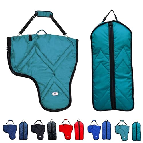 Majestic Ally Nylon Padded Horse Western Saddle Carry Bag, Bridle Bag Set, Multiple Colors (Teal)