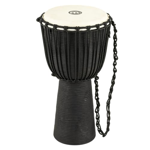 Meinl Percussion Djembe Hand Drum Circle Instrument, Carved Mahogany Headliner Series — NOT Made in China — African Mali Weave Ropes, 2-Year Warranty, Black River, Large (HDJ3-L)