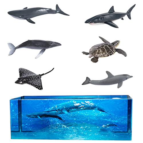 FineInno 6pcs 3D Resin Fillers Marine Animals, Silicone Mould Filler Ocean Theme, Epoxy Resin Filler for Jewellery Supplies DIY Crafts