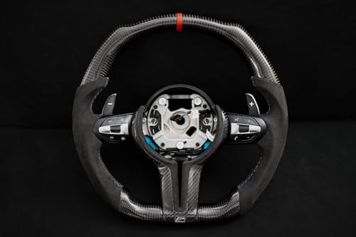 iCBL Compatible with Steering Wheel for BMW Alcantara Flat Bottom Carbon Fiber Steering Wheel for F Chassis Signature Design for F30 F32 F80 F82 M3 M4 M2 335i 340i 328i 428i 440i