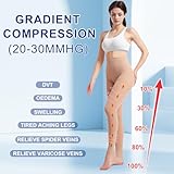 2 Pairs Medical Compression Pantyhose for Men & Women, 20-30mmhg Gradient Support Tights pants, Open Toe High Waist Tights, Graduated Tights for Varicose Veins, Edema, Deep, Thrombosis , During(2XL)