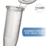 Kashi Scientific 1.5mL Microcentrifuge Tube with Snap Cap [1000/Pack] 1.5 mL Centrifuge Tubes with Flip Cap, Clear Graduation, Polypropylene, Plastic Lab Snap Tubes