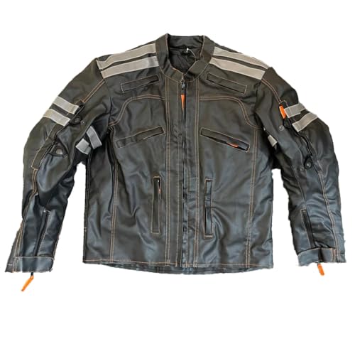 NAFFA Fashion VULCAN VTZ-910 Matte Black Biker Motorcycle Racer Real Leather Jacket - CE Armour Protective Leather Outerwear, Large
