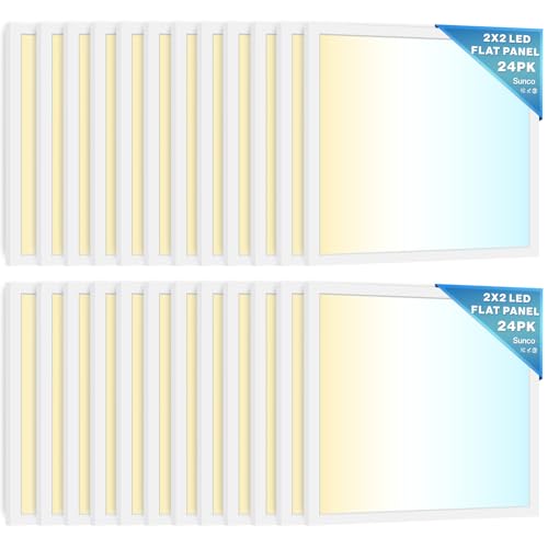 Sunco 24 Pack 2x2 LED Flat Panel Light, Dual Selectable CCT 4000K/5000K/6000K & Selectable Wattage 30W/35W/40W, 5200 Lumens, Dimmable 0-10V, Back-Lit Troffer Replacement Light Fixture ETL