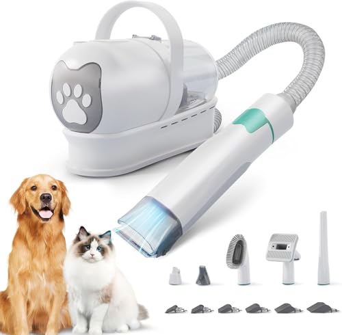 8VR Dog Grooming Kit, Pet Grooming Vacuum with Pet Clipper Nail Grinder, Dog Hair Vacuum with 6 Pet Grooming Tools for Dogs Cats Shedding Grooming