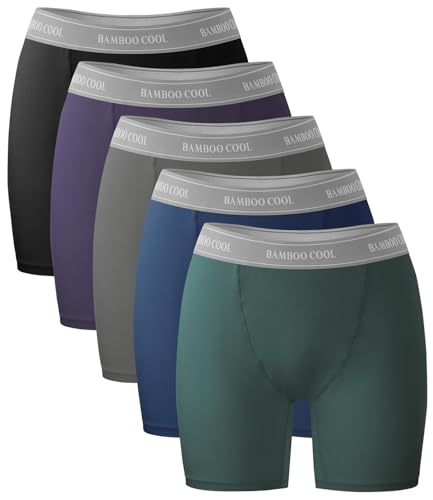 BAMBOO COOL Womens Boxer Briefs Boy Shorts Soft Stretch Panties for Women, 5-Pack