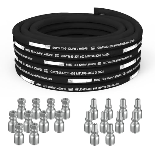 100 Ft 2-Wire 1/2 Inch Hydraulic Hose with 10 JIC 37° + 10 NPTF Fittings) - 6090 PSI, 4-Layer Steel Braided, -22°F to 248°F Temp Range, Heavy-Duty Industrial Grade