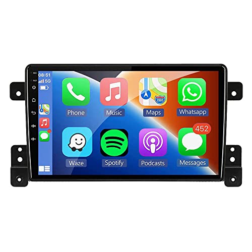 for Suzuki Grand Vitara Radio 2005-2019 Car Stereo Wireless/Wired Carplay Android Auto with 9" IPS Touchscreen GPS Navigation for Car Head Unit Built-in DSP with Free Backup Camera (4GB RAM+64GB ROM)