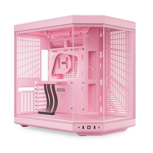 HYTE Y70 Mid-Tower ATX Gaming PC Desktop Case - Panoramic Tempered Glass - Dual Chamber - High Airflow Chassis - PCIE 4.0 Riser Cable Included - New Modern Aesthetic - Strawberry Milk (Pink)