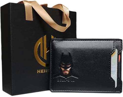 Leather Bat Wallet - Personalized wallet Man Woman, Superhero Mask - Slim Card Holder, Bat ID Heroic wallet- Unique Holiday Gift Birthday, Anniversary, for Dad, Husband, Boyfriend, Wife, Father's day