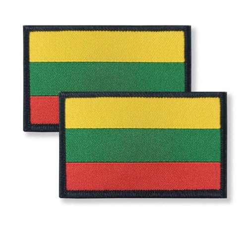 Overdecor Lithuania Lithuanian Flag Patch Tactical Military Patches - Hook and Loop Fastener, 2 Pack