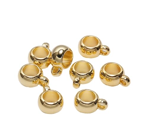 50pieces of Bail Release Beads, Sliding Charm Carriers, Hangers, Hanging Links, Alloy Column spacing Beads for Jewelry Making DIY Bracelets, Necklaces, Process Accessories, 8mm Holes(Gilded)