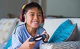 Super Mario Wireless Bluetooth Portable Kids Headphones with Microphone, Volume Reduced to Protect Hearing Rechargeable Battery, Adjustable Kids Headband for School Home or Travel