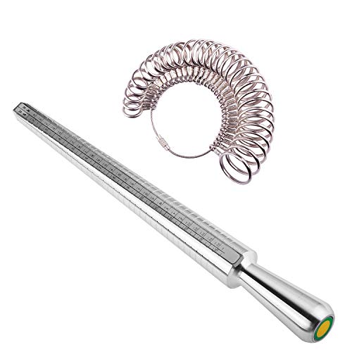 Ring Mandrel Sizer Finger Sizing Measuring Stick - Ring Sizer Guage 27 Pcs Metal Circle Models Jewelry Tool