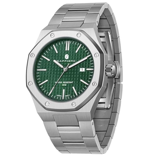 SAPPHERO Mens Watch 30M Waterproof Stainless Steel Watch for Men Date Quartz Fashion Clock Business Wristwatch Gift for Men
