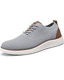 VILOCY Men's Casual Dress Sneakers Oxfords Business Shoes Lace Up Lightweight Comfortable Breathable Walking Knit Mesh Fashion Sneakers Tennis Light Grey,EU43