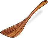 Jilla-hla Wooden Spatula Nonstick Turner Acacia Wood, Right Long Handle Flat Frying Spatulas Handmade for Mother Wife Grandma Her Kitchen Gift, Ideal Cookware Utensils for Cooking Eggs, Fish, Pancakes