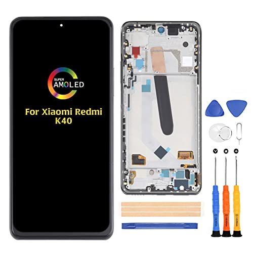 A-MIND for Xiaomi Redmi K40/K40 Pro/K40 Pro+/Mi 11i/Poco F3 Screen Replacement(OLED) Touch Screen Digitize LCD Display Full Assembly Repair Kits,with Tools(Black with Frame)