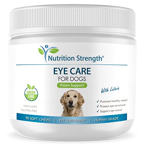 Nutrition Strength Eye Care for Dogs Daily Vision Supplement with Lutein, Zeaxanthin, Astaxanthin, CoQ10, Bilberry Antioxidants, Vitamin C, Vitamin E Support for Dog Eye Problems, 90 Soft Chews
