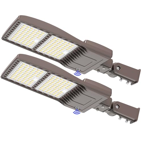BBESTLED 2 Pack, 320W LED Pole Light Outdoor Dusk to Dawn 44800LM IP65 5000K Slip Fit Mount Area Street Pole Stadium Roadway Lighting 100-277VAC Input, Shoebox LED Light