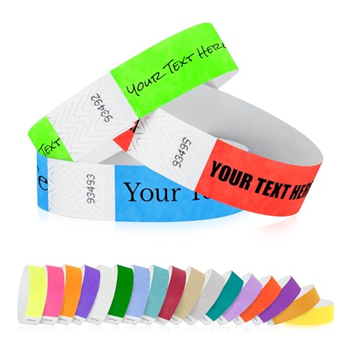 WristCo Custom Printed Wristbands - Select a Color, Quantity & Personalize Any Text to Tyvek Wrist Band ID Bracelets for Events Concert Party Festival Security Admission VIP