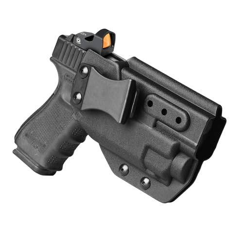 IWB Kydex Light Bearing Holster for Glock 19 Gen5 with Streamlight TLR-8, Friction Retention Level I Holder, Optic Cut Fit Red Dot Sight, Right Hand