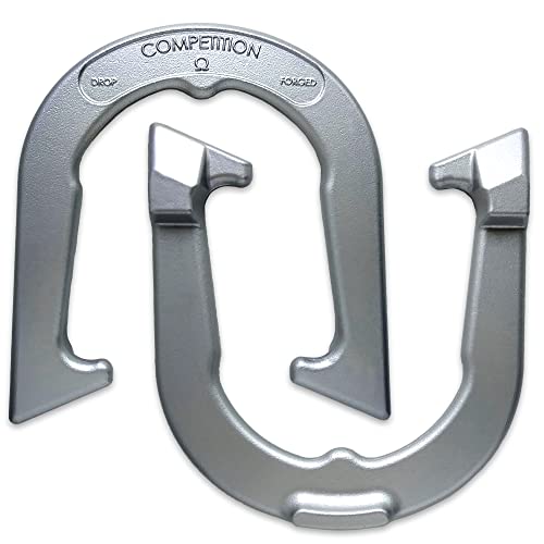 Competition Tournament Pitching Horseshoes - Silver Finish - NHPA Sanctioned for Tournament & League Play - Drop Forged Construction - One Pair (2 Shoes)