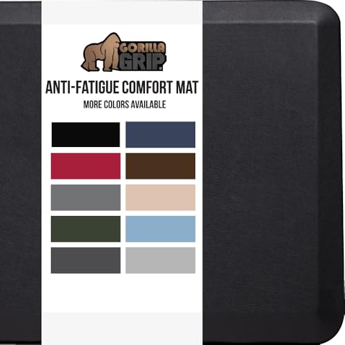 GORILLA GRIP Comfortable Cushioned Kitchen Mats for Floor, 3/4 Inch Thick Ergonomic Standing Desk Anti Fatigue Mat, Waterproof and Stain Resistant Pebbled Top, Supportive Padded Foam Rug, 20x32, Black
