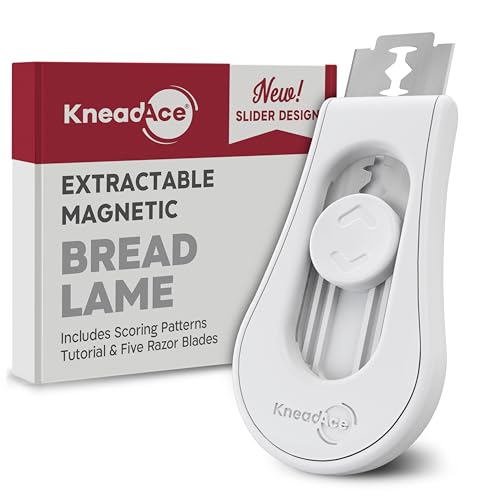 KNEADACE Upgraded Magnetic Bread Lame, Professional Dough Scoring Tool with Extractable Blade, Sourdough Bread Tool for Baking, Includes Scoring Pattern Booklet & 5 Replaceable Razor Blades