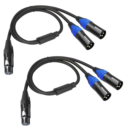 Smithok 2pack XLR Y Splitter Cable,Female to Dual Male Y Cable (XLR Splitter 1 Female to 2 Male),Balanced Microphone Splitter Cord Audio Adaptor - 1.6ft /0.5m