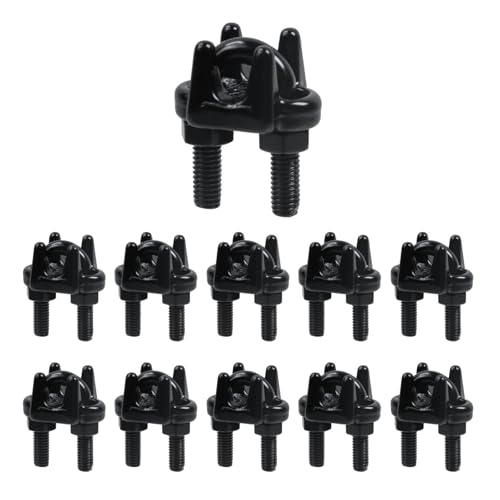 Pastlla 10 Pack 3/16 Inch M5 316 Stainless Steel Wire Rope Cable Clip Clamp, U Bolt Saddle Fastener Wire Rope Retainer, Used for Rigging, Temporary Guardrail Systems and Hanging Banners(M5,Black)