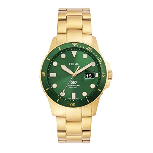 Fossil Men's Fossil Blue Quartz Stainless Steel Three-Hand Watch, Color: Gold (Model: FS5950)