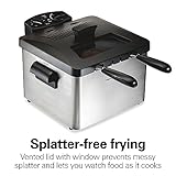 Hamilton Beach Electric Deep Fryer with Lid 4.5 Liters / 19 Cups Oil Capacity, Temperature Control, View Window, Professional Style, 1800 Watts, Three Frying Baskets, Stainless Steel