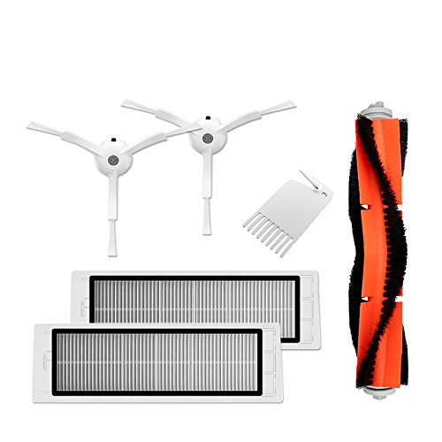 For XiaoMi Original Accessories MI Robot Vacuum Side Brush 2pcs HEPA Filter 2pcs Main Brush 1pcs Cleaning Tool 1pcs Cleaner Parts, White