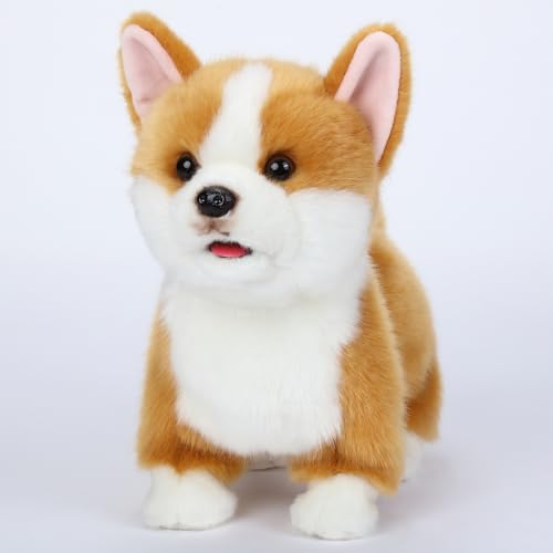 CU-MATE Interactive Plush Corgi Dog, Companion Robot Dog Pets,Handmade Weighted Stuffed Animals,Electronic Walking Toy with Barking,Tail Wagging,Talking,