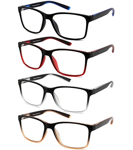 Reading Glasses for Men 4-Pack Stylish Computer Readers with Spring Hinges, Anti Glare/Eye Strain Filter UV Ray Blue Light Blocking Two-Tone Reader Eyeglasses,+2.75 Magnification Strength